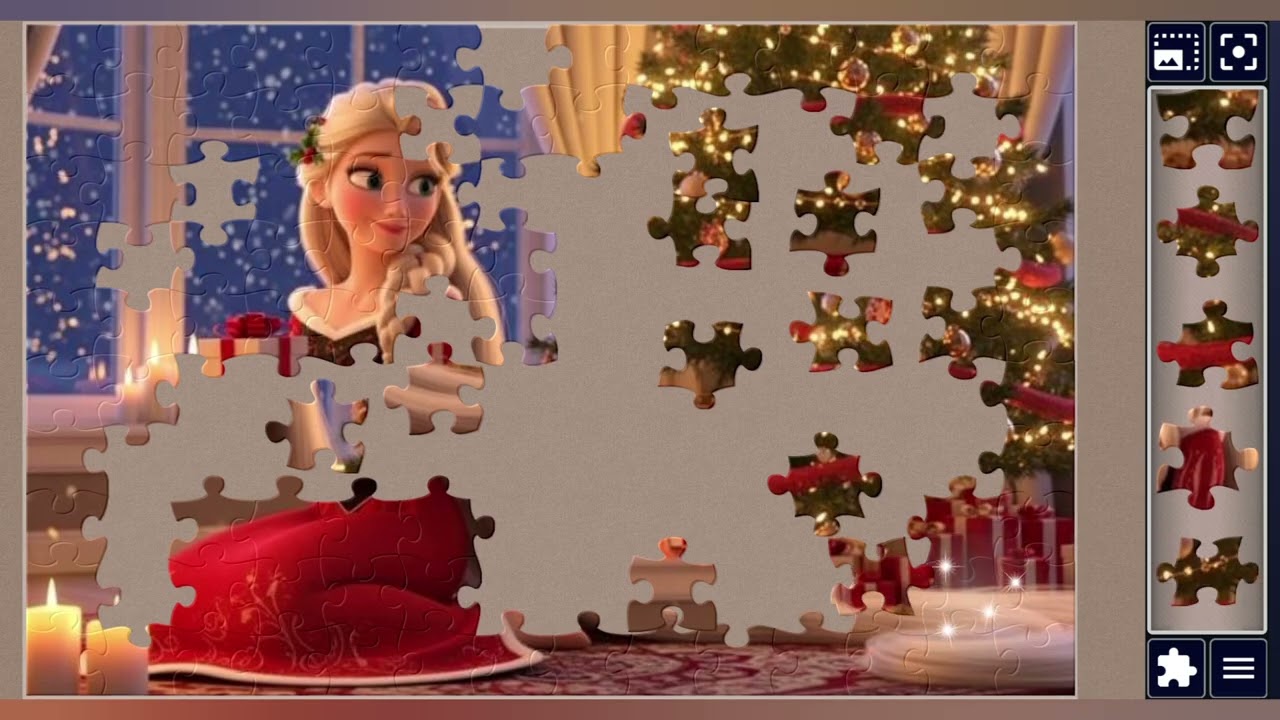 Disney princess Frozen,👑❄️🎀Depicted in a Chirstmas setting🎄✨️🪄//jigsaw puzzles🧩🧩//puzzles journey🧩//