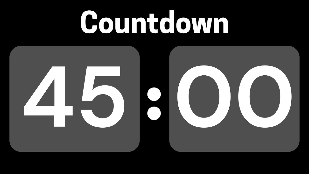 45 Minute Countdown Timer 🧡 No Background 🧡 ASMR Tick Tock | Minimal & Distraction-Free
