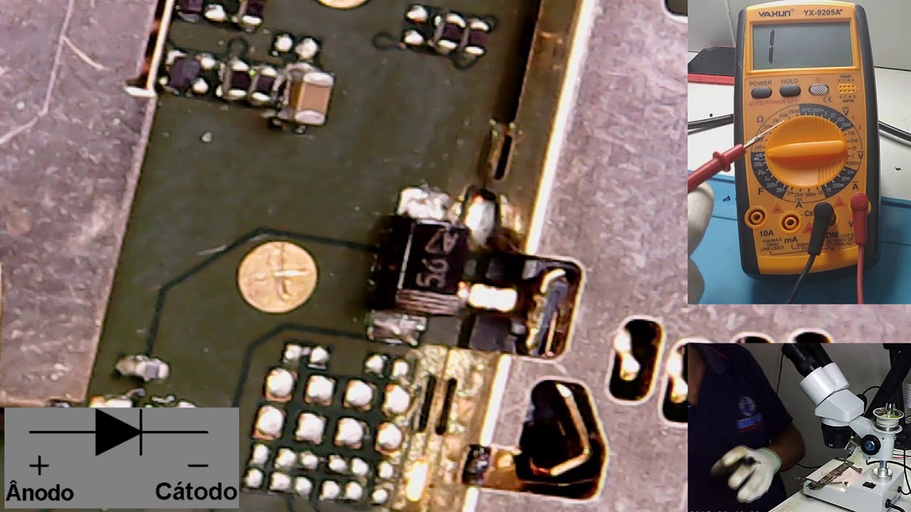 COMO TESTAR DIODO SMD EM PLACA DE CELULAR COM O MULTÍMETRO DIGITAL PASSO A PASSO📞📞