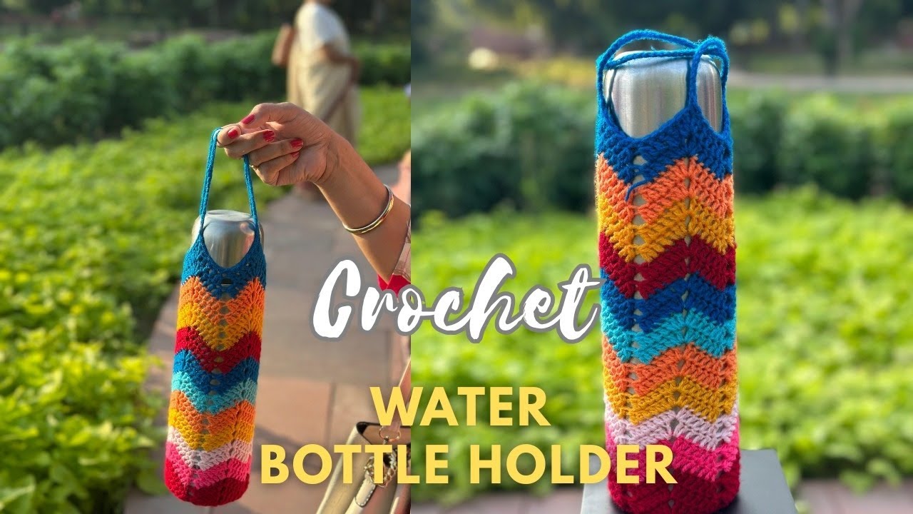 Easy Crochet Water Bottle Holder Tutorial | Crochet Mesh Bag