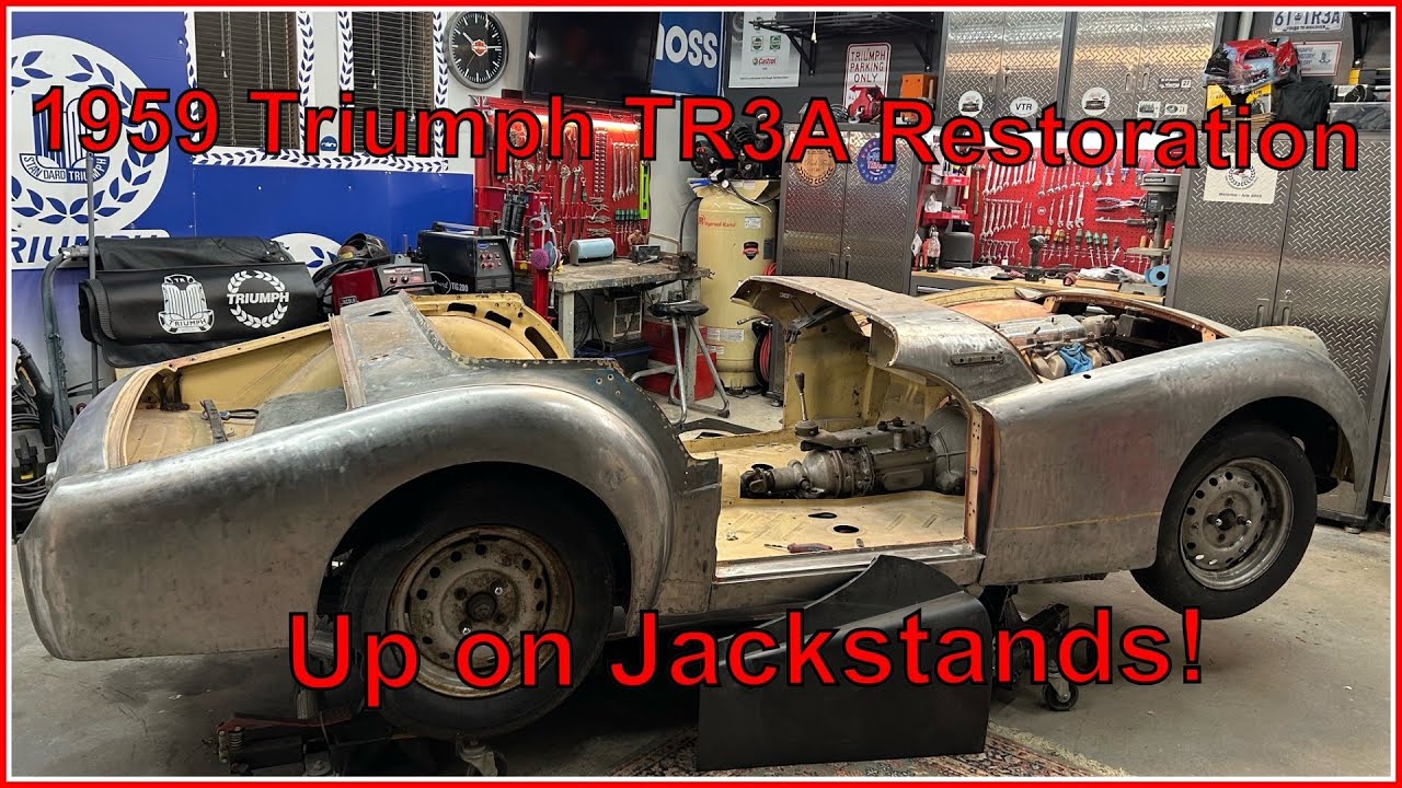 1959 Triumph TR3A Restoration Project....Up on Jackstands...