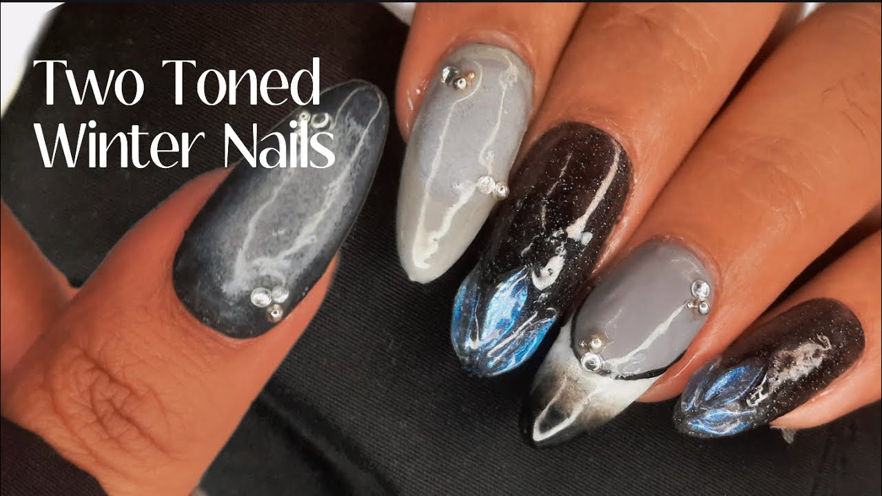 Two Toned Winter Nails  🌫 | Gel X Nails + Super Easy Nail Art - Beginner Friendly 
