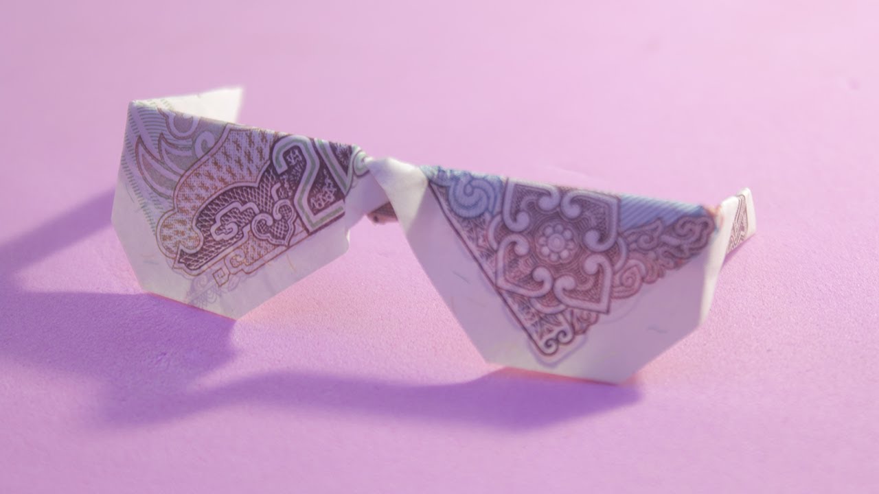 Money origami glasses easy