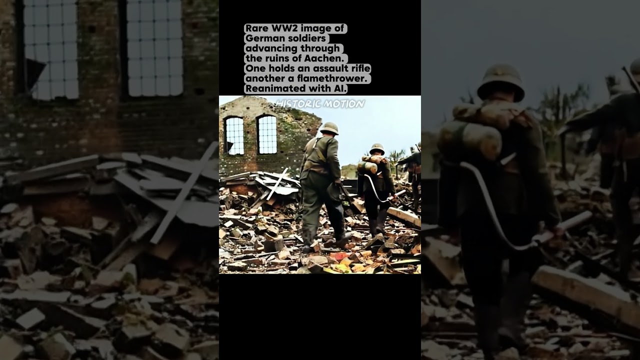 WW2 Brought to Life : German Troops Advance Through Aachen&rsquo;s Ruins 1944