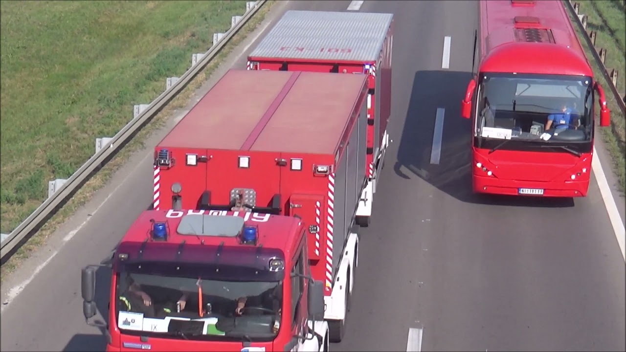 #GFFFV Polish firefighters passing thru Serbia on the road to Greece | Konvoj poljskih vatrogasaca