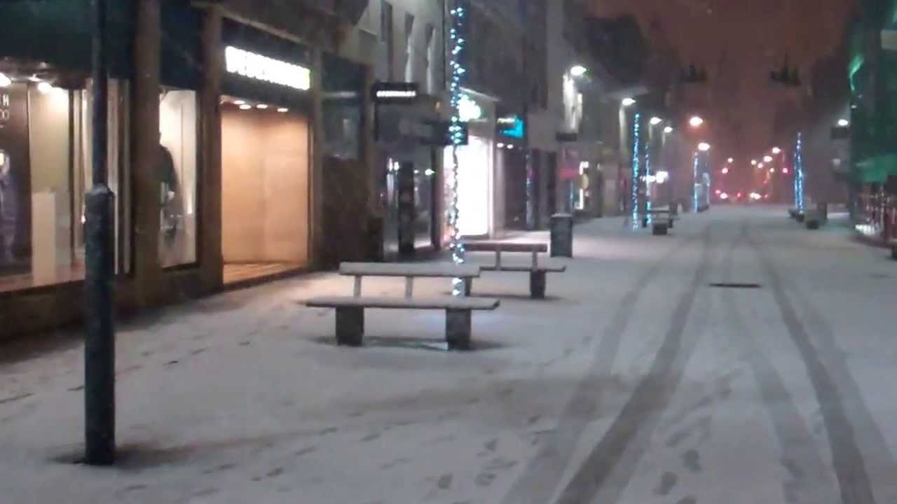 January Night Walk In The Snow City Centre Perth Perthshire Scotland