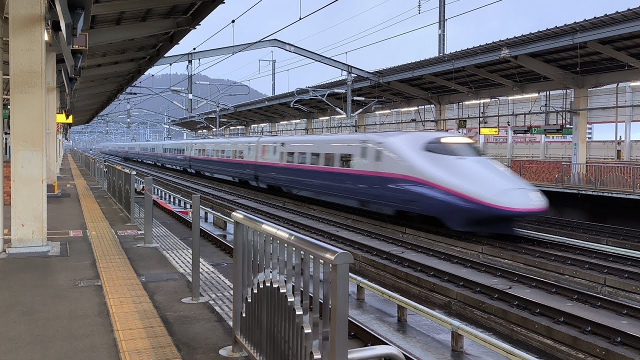 【2024/12/31 16時前後·E6系+E5系とE2系】東北新幹線 福島駅を通過するこまち·はやぶさ61号(5061M/5061B·東京→秋田/新青森)/E2系1000番台(仙台方面→東京方面)