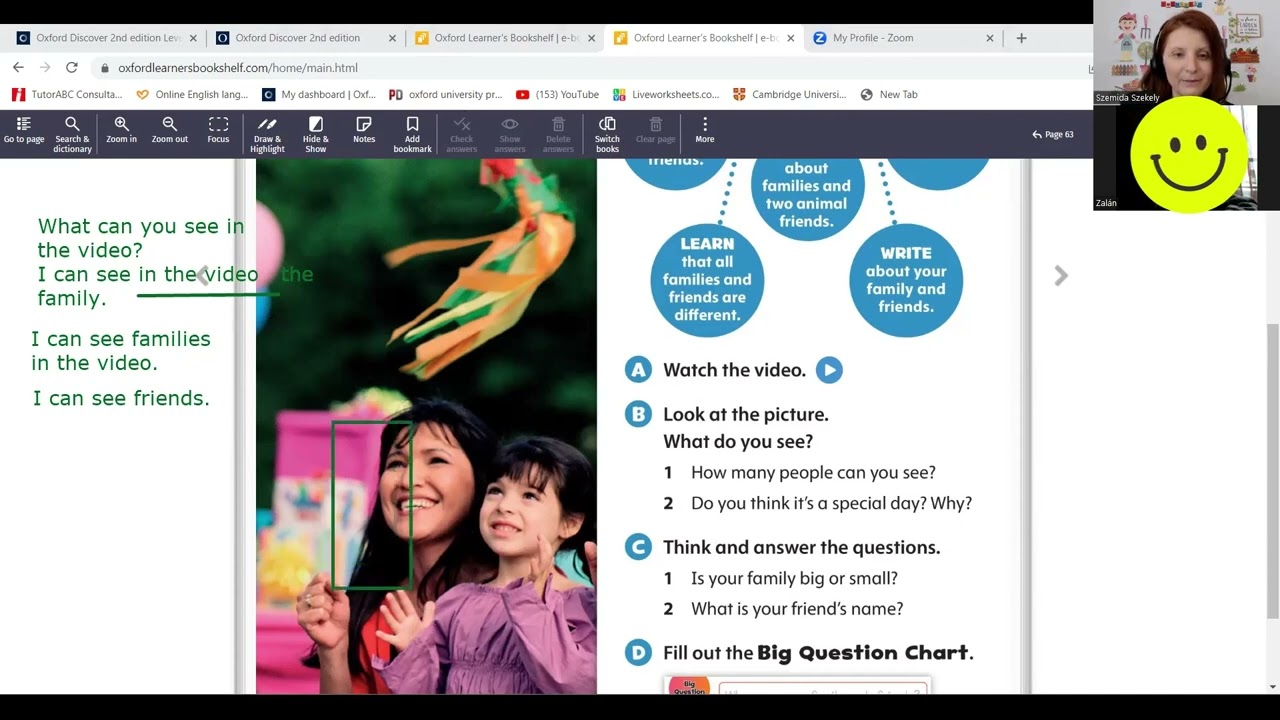 English E learning - Oxford Discover, Level 1 - Who are your family and friends?
