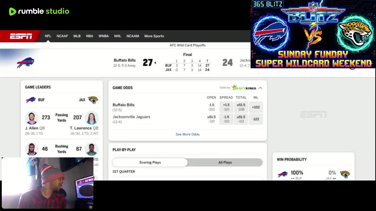 365 Blitz Sunday Funday NFL Blitz Bills @ Jaguars Super Wildcard Weekend