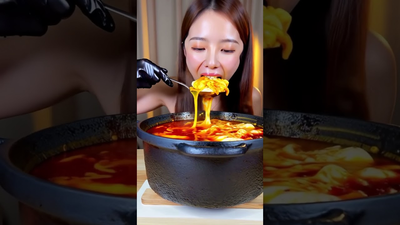 【閲覧注意】地獄のスンドゥブを一気にかきこむ美女