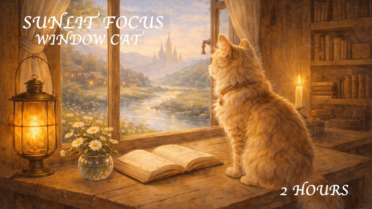 【Cozy Fantasy】Sunlit Focus | Window Cat (2 Hours)｜作業・勉強BGM