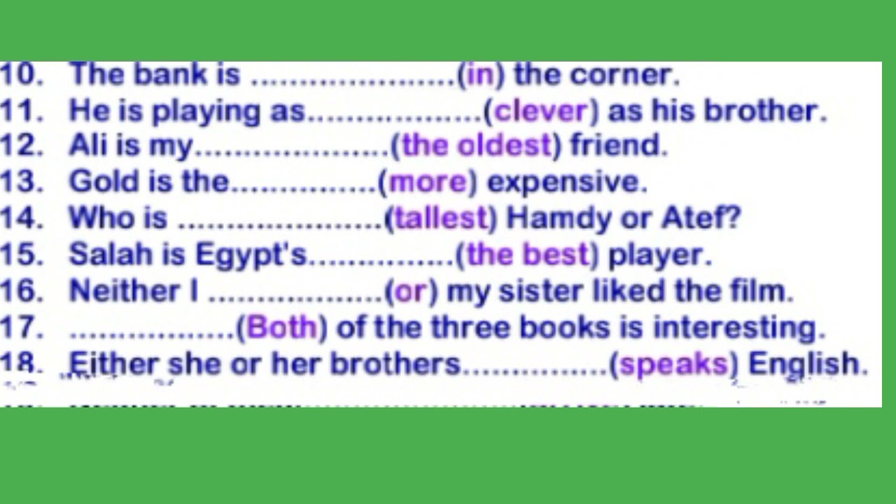 مراجعه ليله الامتحان للصف الثالث الاعدادي انجليزي سؤال الجرامر٢٠٢٢ الترم الأول