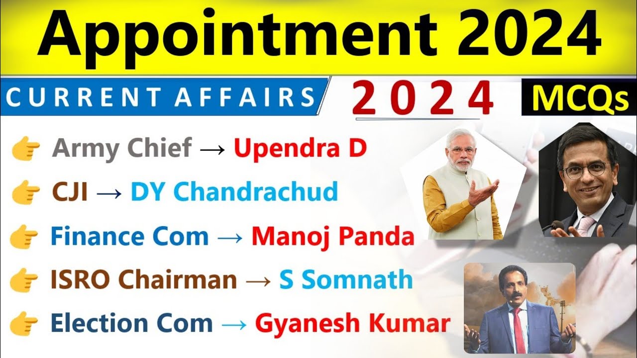 Appointment 2024 Current Affairs | Who Is Who 2024 Current Affairs | Important Appointment 2024 MCQs
