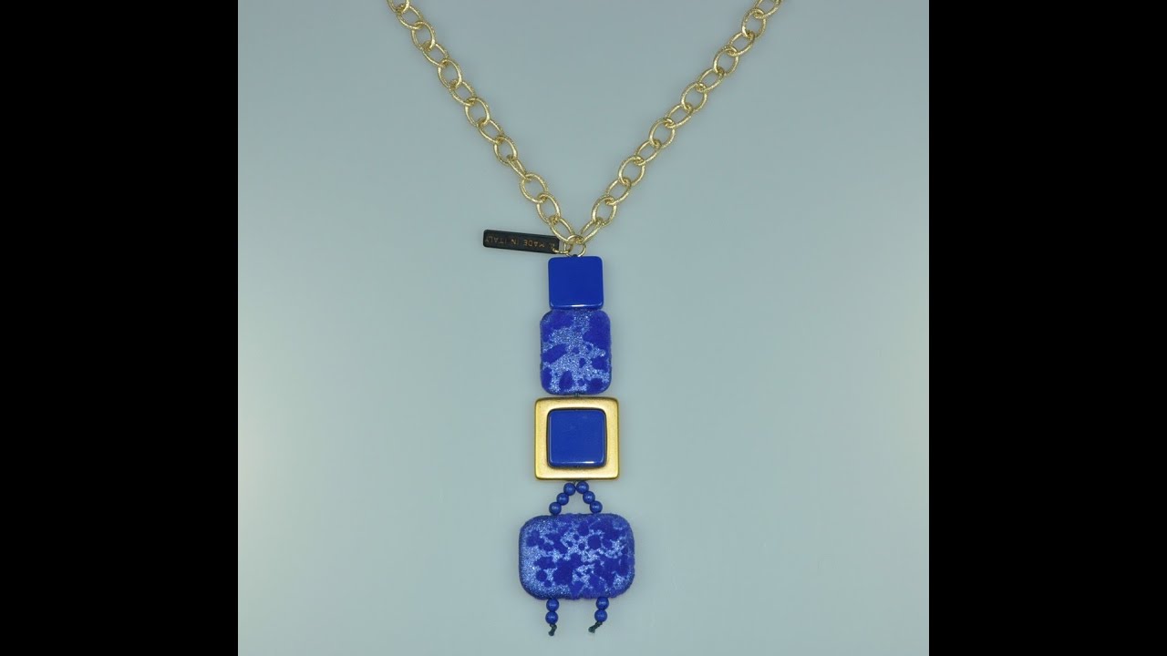 YuMostar: Lange Fashion Design Kette aus Italien / verschiedene Farben in matt gold