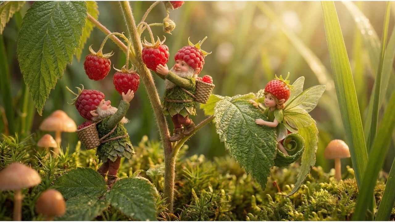 GNOMOS EXPLORANDO UN BOSQUE DE BAYAS GIGANTES 🍓 – UNA AVENTURA FANTÁSTICA EN MINIATURA 🌿🧙‍♂️
