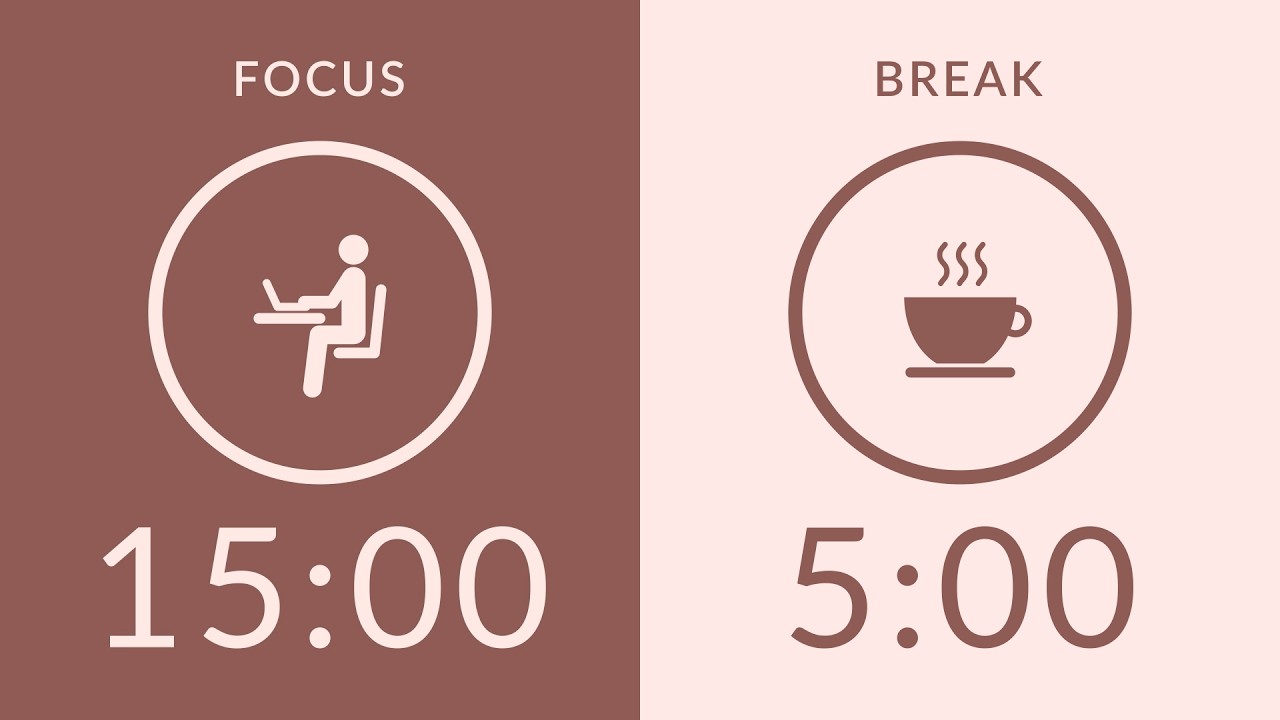 15/5 Pomodoro Timer with Brown Noise 🎧 1-Hour Study with Me for Deep Focus & ADHD ✨