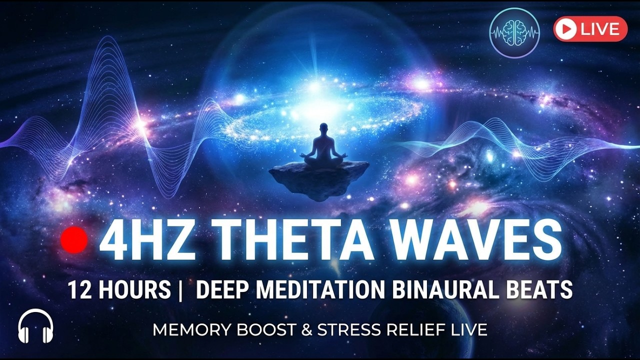 🔴 4Hz THETA WAVES | Deep Meditation Binaural Beats – Memory Boost & Stress Relief LIVE