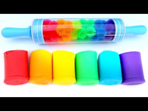 Play Doh Rainbow Roller Pin Modelling Clay Animal Molds Learn Colors Fun and Creative Kids