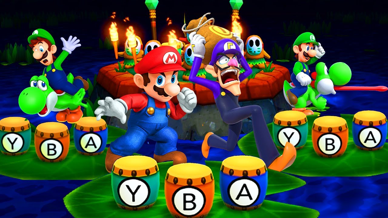 Mario Party The Top 100 - Lucky Boys Battles - Waaluigi vs Mario vs Luigi vs Yoshii
