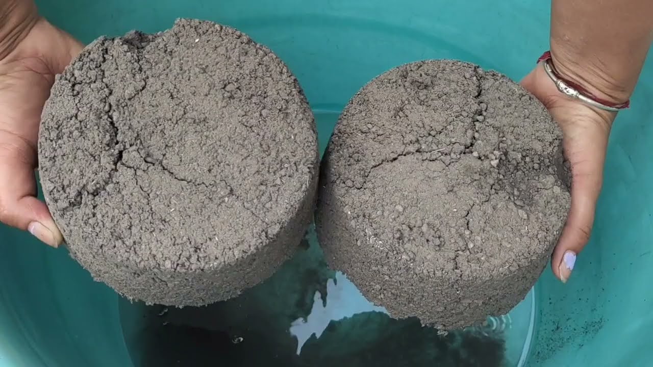 Black charcoal with white concrete crumbling in water 💦 SA ASMR