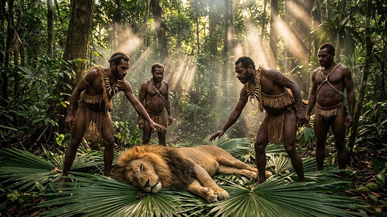 Lion vs Korowai Warriors A Survival Battle in the Wild Amazon