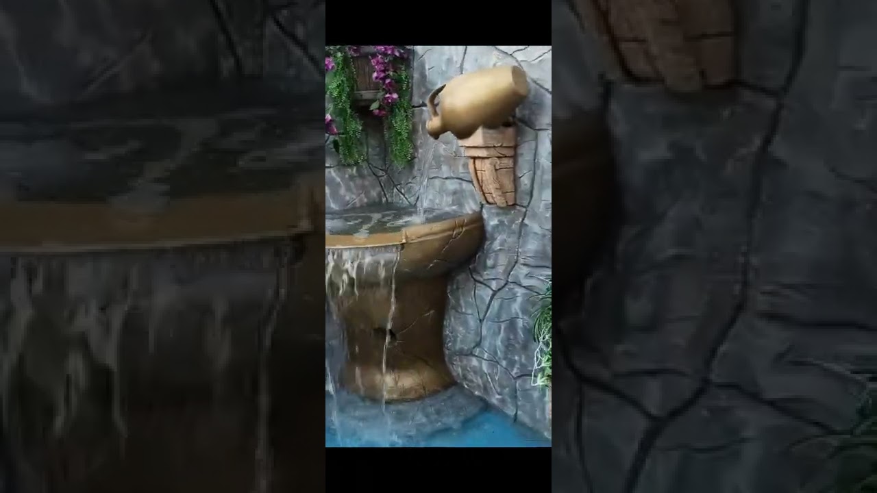 Very beautiful artificial cement waterfall / شلال اسمنتي منزلي جميل جداً وراقي