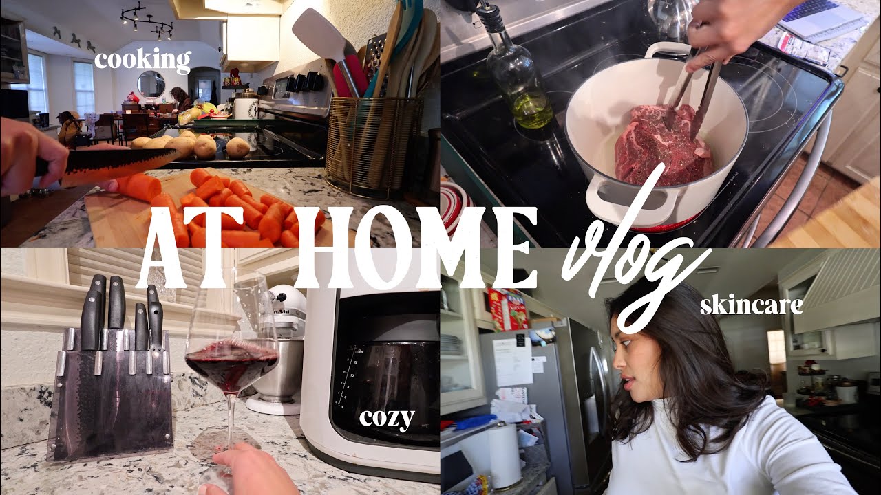 VLOG: cozy day at home, cook with me, self care, pinterest