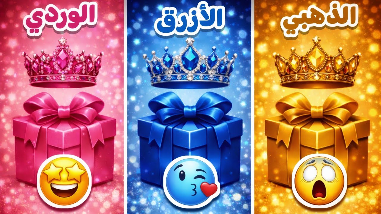 إختر هدية واحدة ...! الوردي أو الأزرق أو الذهبي 💗💙🌟 تحدي 3 صناديق هدايا