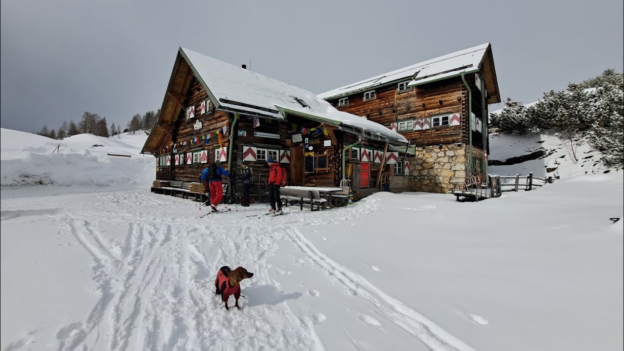 Ski touring with dog, S&uuml;dwiener H&uuml;tte, Preber, 20.- 21. 2. 2024 Austria