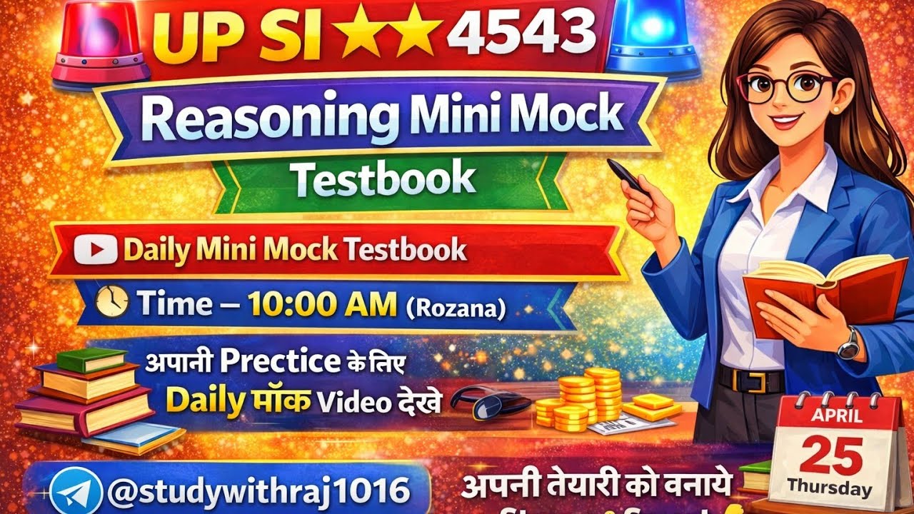 UP SI Reasoning Mini Mock 2026 | Previous Year Based Questions | रोजाना टेस्ट