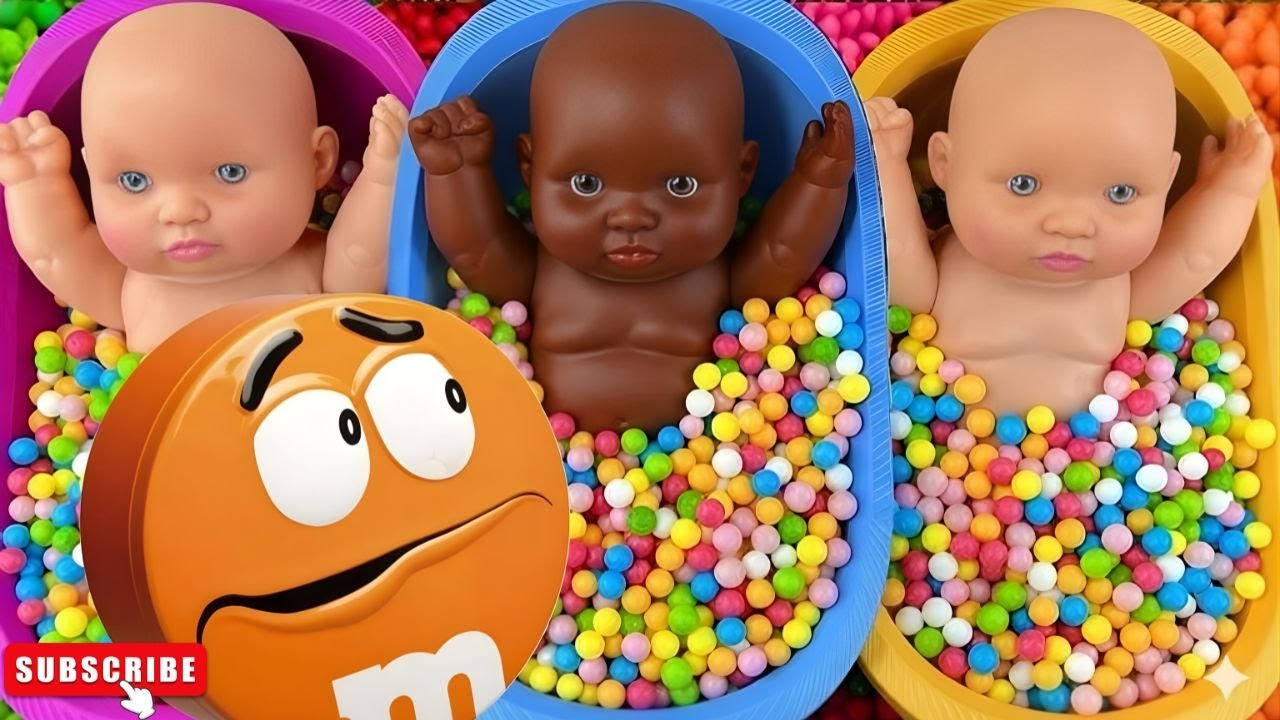 Full of 3 Rainbow BathTubs Candy with M&M's & Magic Slime Cutting Video