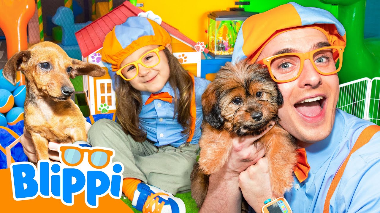 PAWSOME Puppy Playdate 🐶 & Blippi Meeting Other Animals 🦎🙉
