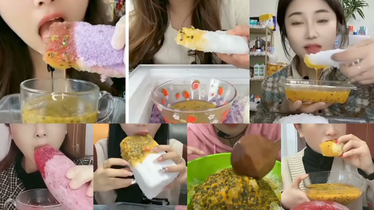 ASMR ICE EATING RANDOM PASSION FRUIT CRUNCHY CRUSH