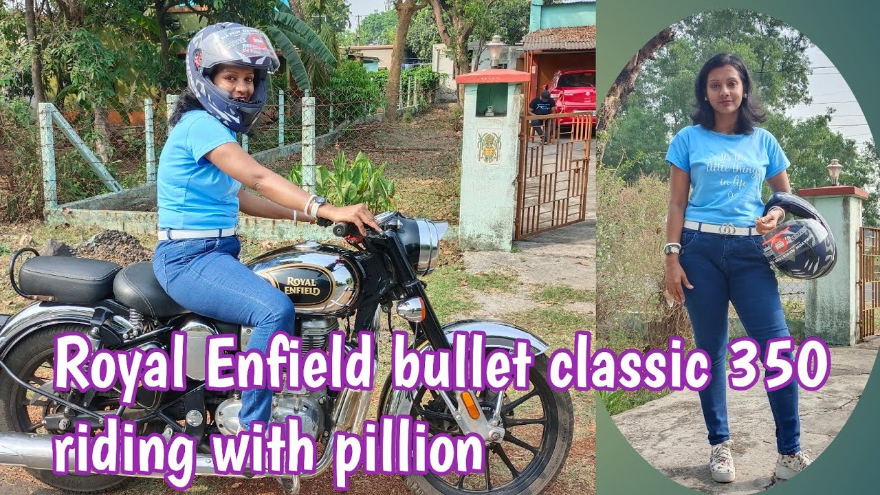 Royal Enfield bullet classic 350 riding with pillion