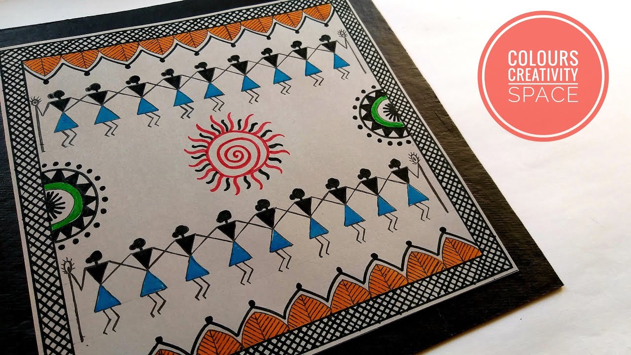 How to draw Warli art for beginners without paint / warli art Tutorial #warliart