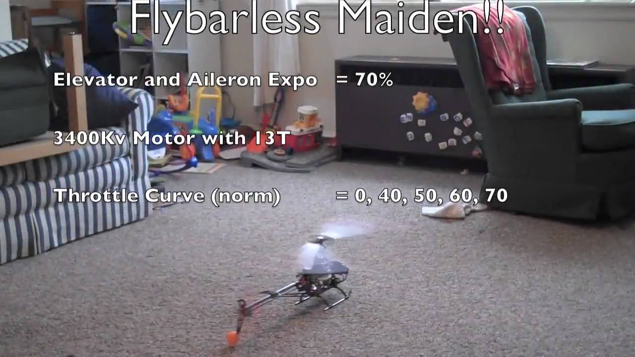 EXI 450 - Flybarless No Stabilization - First Test