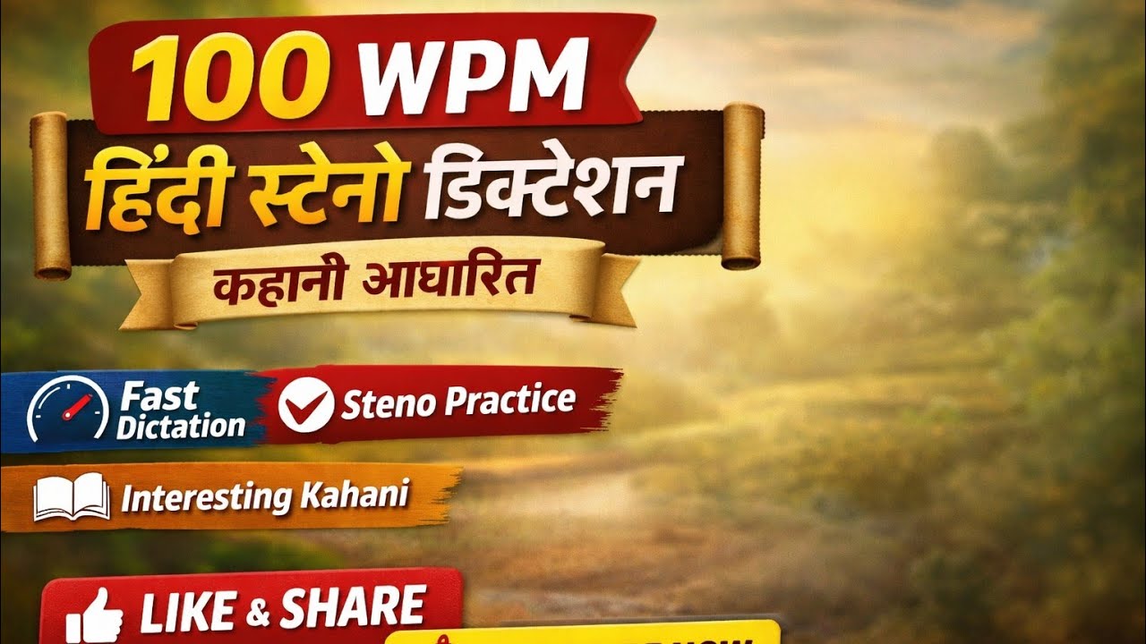 100 wpm hindi steno dictation | kahani based hindi shorthand dictation | stenography practice