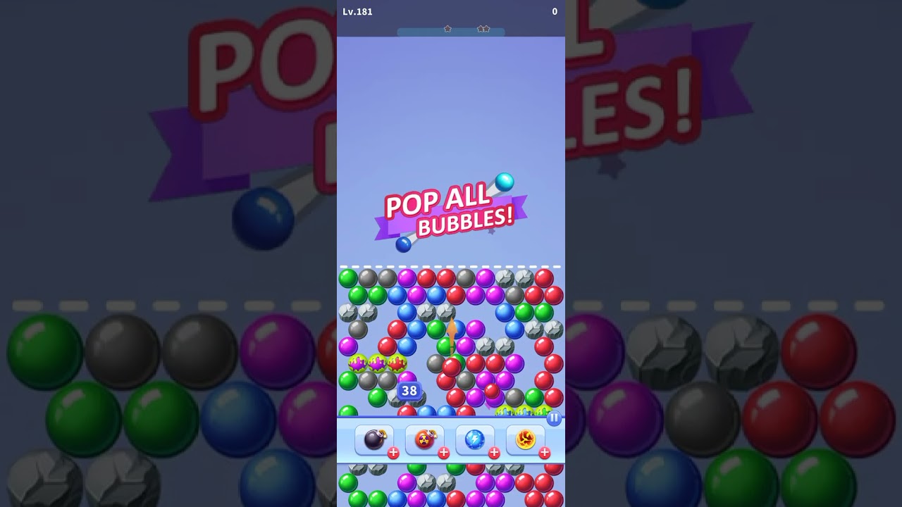 Bubbles game 178 to182 level finish in one time 