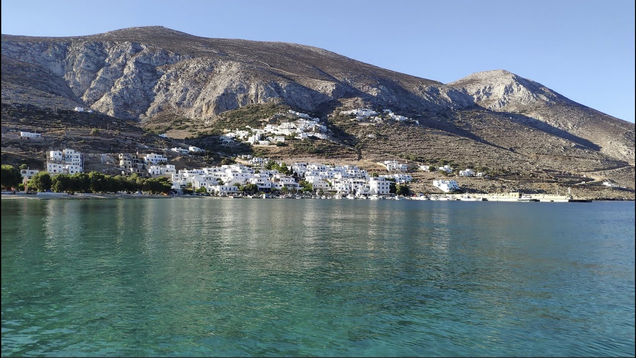 Amorgos Island Cyclades Greece 4K - Aegiali Beach - Port