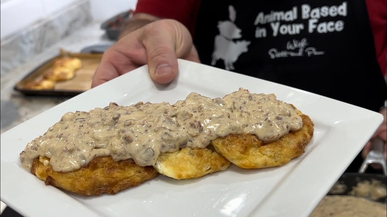 Animal Based Biscuits and Gravy, Carnivore and Keto Friendly.