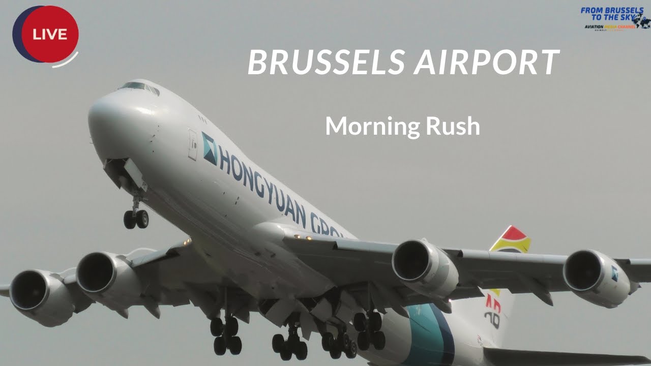 🔴 Live Brussels Airport Plane spotting -3x B747 heavy takeoff !