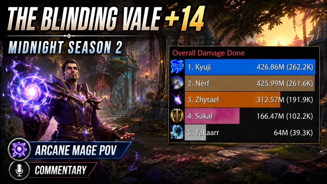 +14 Blinding Vale | 262K Overall Arcane Mage M+ POV & Commentary | Midnight S2