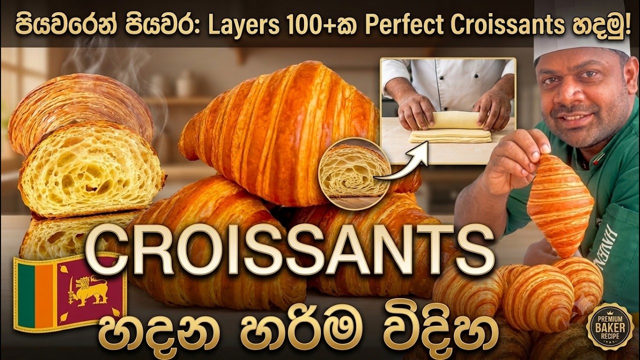 How to Make Croissants Step by Step Sinhala 🥐|ක්‍රොසන්ස් හදන හරිම විදිහ පියවරෙන් පියවර 👨‍🍳