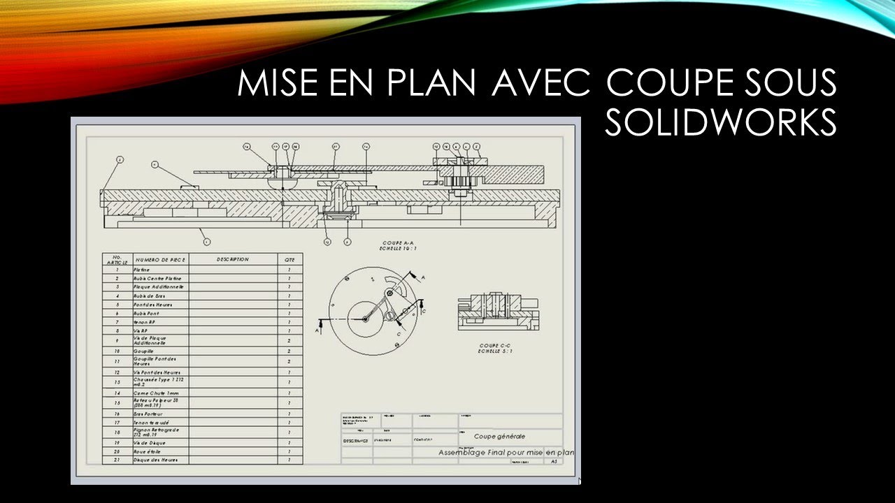 solidworks 03 mise en plan avec coupe