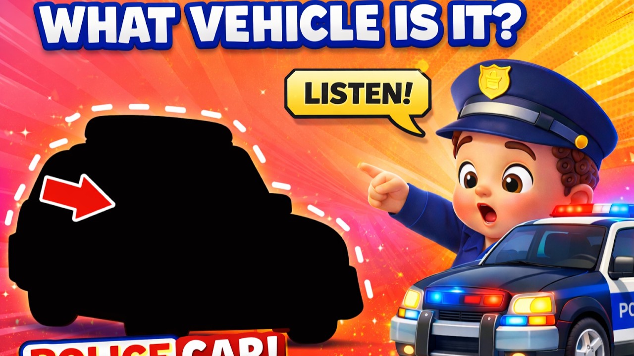 🚓 Guess the Vehicle! 🚨 The Police Car: Shadow Guessing Game | Mamelito Kids