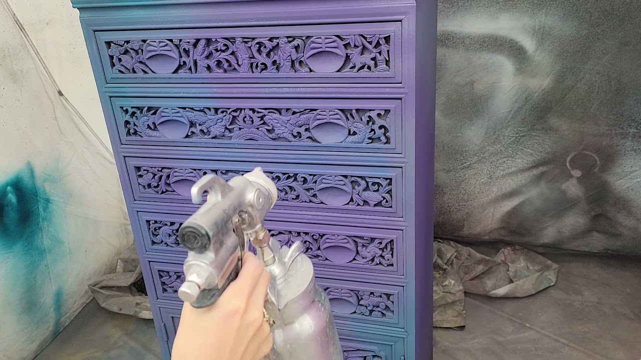 Spray Blend with Jewels by Crystin - How To Blend Paint On Furniture - Beautiful Furniture Makeover