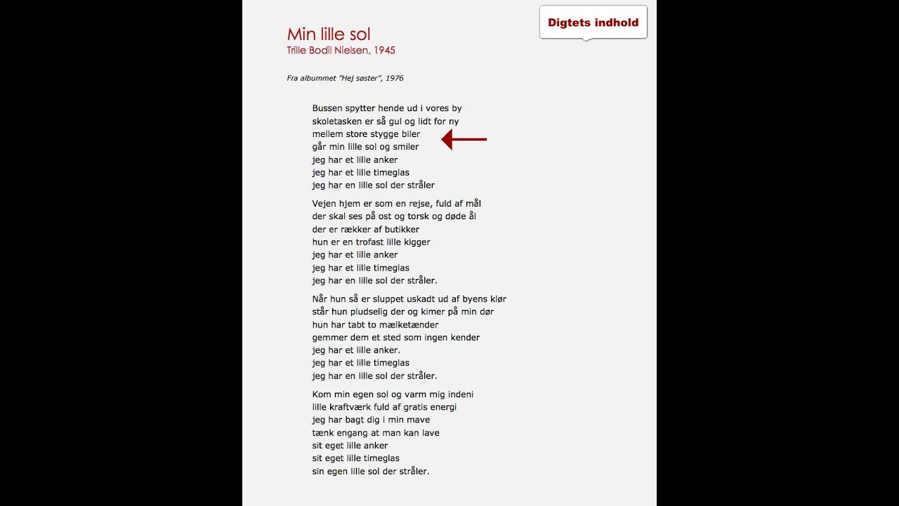 Min lille sol, en mundtlig analyse