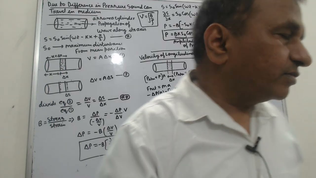 WAVE MOTION-22 DERIVATION OF VELOCITY OF SOUND WAVE BY OJHA SIR