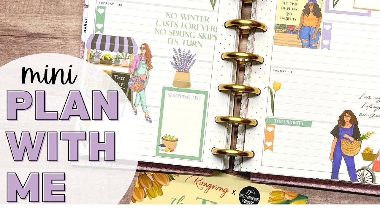 PLAN WITH ME - MINI HORIZONTAL HAPPY PLANNER - TULIP GARDEN RONG RONG SPREAD
