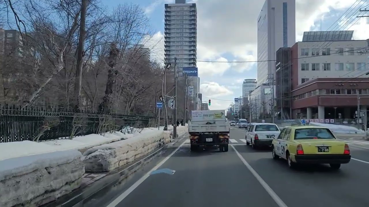 札幌市中央区北5条西17丁目～北5条手稲通～石山通～月寒通～すすきの交差点　2026年3月